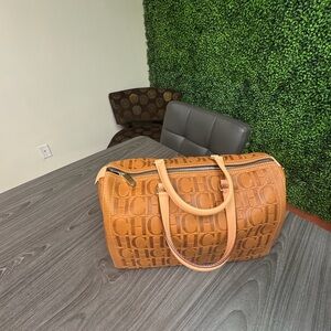 Carolina Herrera Brown Monogram Travel Bag